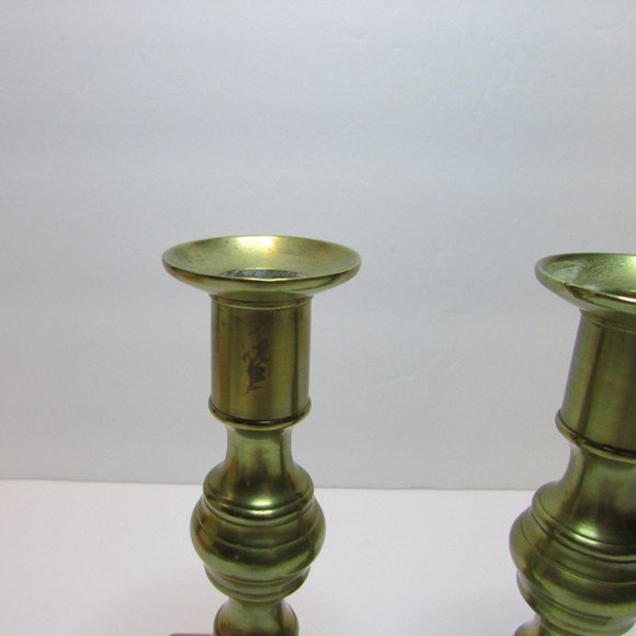 vintage brass push up candle stick holders set of 2 - Picture 6 of 13